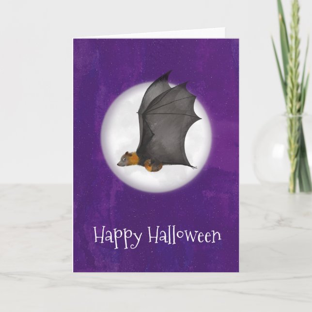 Mignonne carte d'Halloween mère et bébé chauve-sou (Devant)