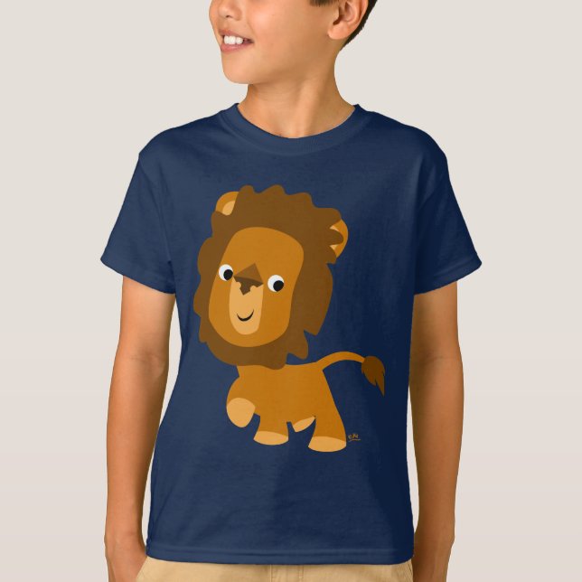 Mignonne Cartoon Content Lion Enfants T-shirt (Devant)