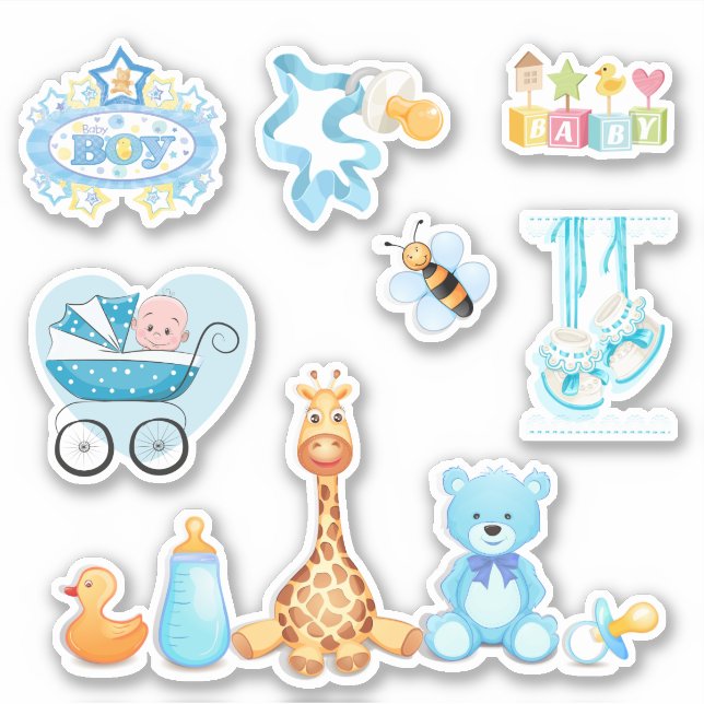Mignonne C'est un garçon Bleu Bébé Stickers Faire- (Devant)