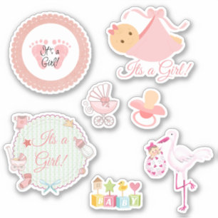Mignonne C'est une fille Pink Baby Stickers