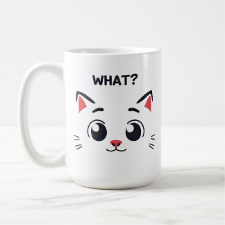 Mignonne Chat Face "QUOI ?" Mug d'expression amusa