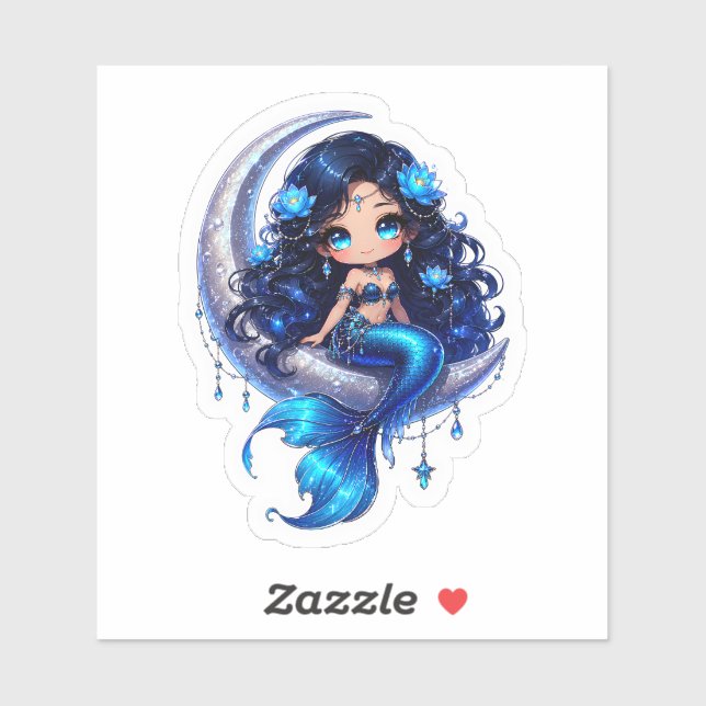 Mignonne Chibi Mermaid Céleste sur Autocollant de  (Feuille)