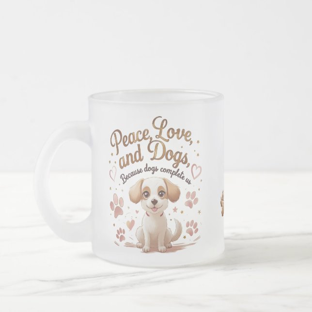 Mignonne Chien Aimer Mug en verre (Gauche)