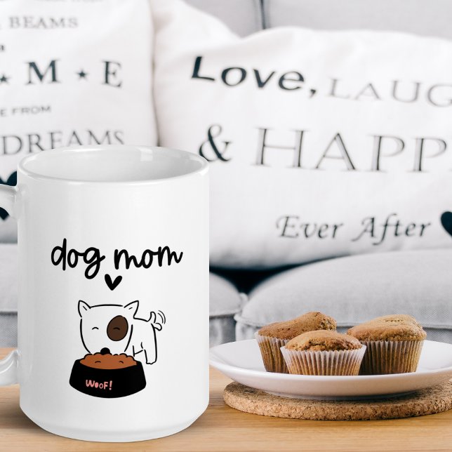 Mignonne Chien Maman tasse pawprint avec nom café  (Créateur téléchargé)