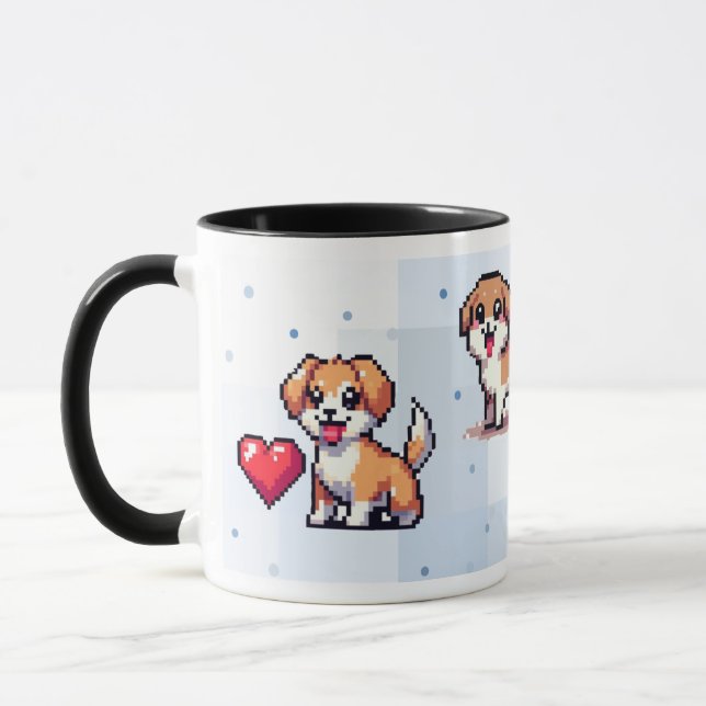 Mignonne chien pixel art mug parfait pour les amou (Gauche)