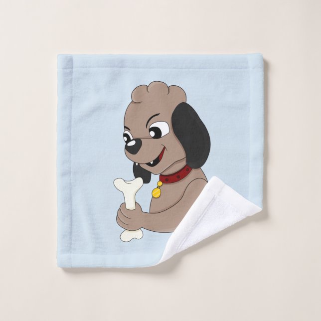 Mignonne chiot chien dessin animé linge de toilett (Gant de toilette)