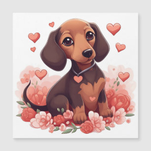 Mignonne chiot Dachshund avec le coeur