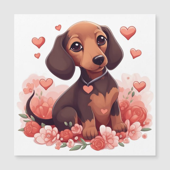 Mignonne chiot Dachshund avec le coeur (Devant)