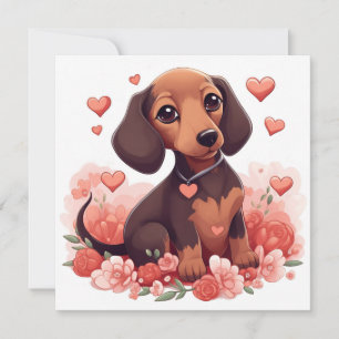Mignonne chiot Dachshund avec le coeur