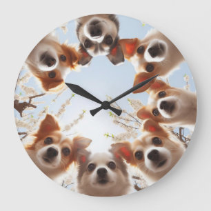 Mignonne chiot drôle Dog Mur Horloge