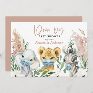 Mignonne conduite de masque de covid animal par bé