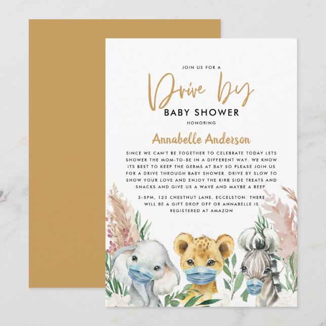 Mignonne conduite de masque de covid animal par bé (Devant / Derrière)