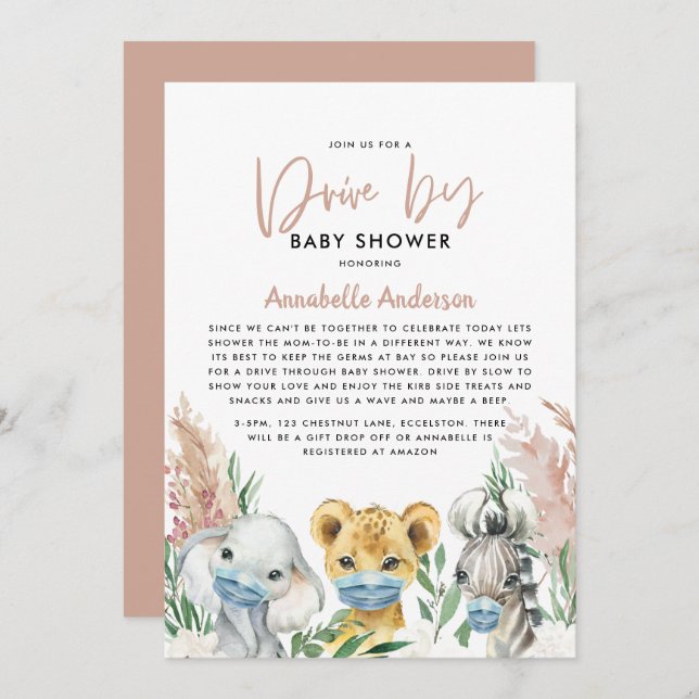 Mignonne conduite de masque de covid animal par bé (Devant / Derrière)