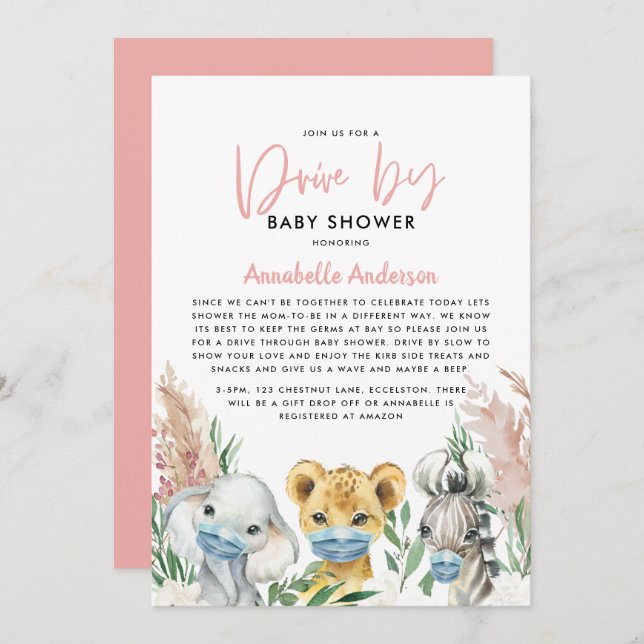 Mignonne conduite de masque de covid animal par bé (Devant / Derrière)