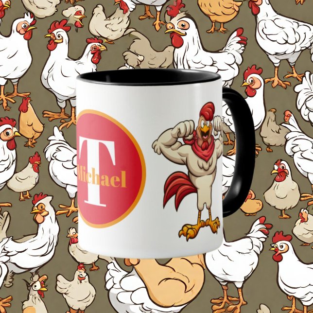 Mignonne coq Pays monogramme mug (Créateur téléchargé)