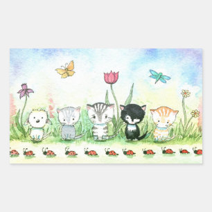 Mignonne Dame Chaton Chien coccinelle Autocollants