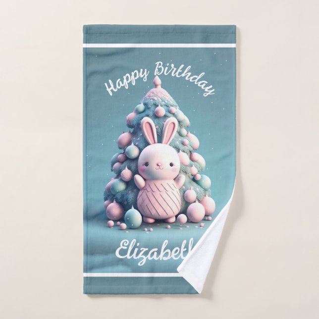 Mignonne, drôle, lapin, style kawaii (Serviette à main)