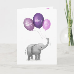 Mignonne éléphant nouvelle carte personnalisée béb