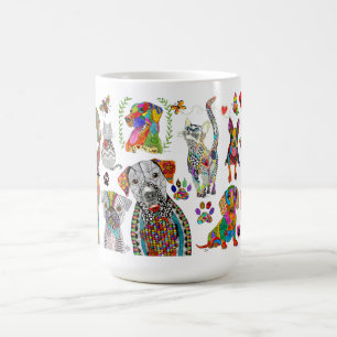 Mignonne et colorée association d'animaux Mug 15 o