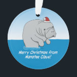 Mignonne et drôle Manatee Claus<br><div class="desc">Voici un dessin humoristique mignon et amusant mettant en vedette l'adorable Manatee Claus, qui accueillerait une place sur votre sapin de Noël ou sur l'arbre d'un ami ou d'un être cher. Joyeux Noël! Merci pour le choix de cette conception originale par © Chuck Ingwersen. Je suis un artiste indépendant, et...</div>
