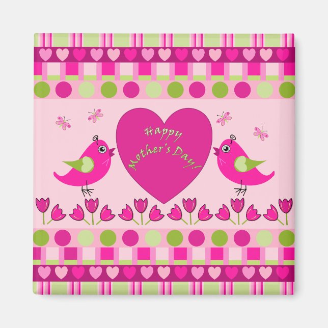 Mignonne fête des mères Aimant avec les oiseaux, l (Devant)