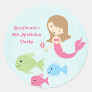 Mignonne fille mermaids autocollants fête d'annive