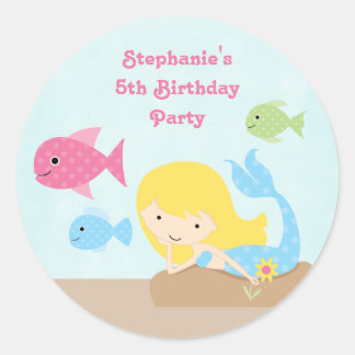 Mignonne fille mermaids autocollants fête d'annive