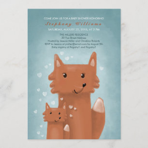 Mignonne Foxes Maman Avec Invitation Baby shower