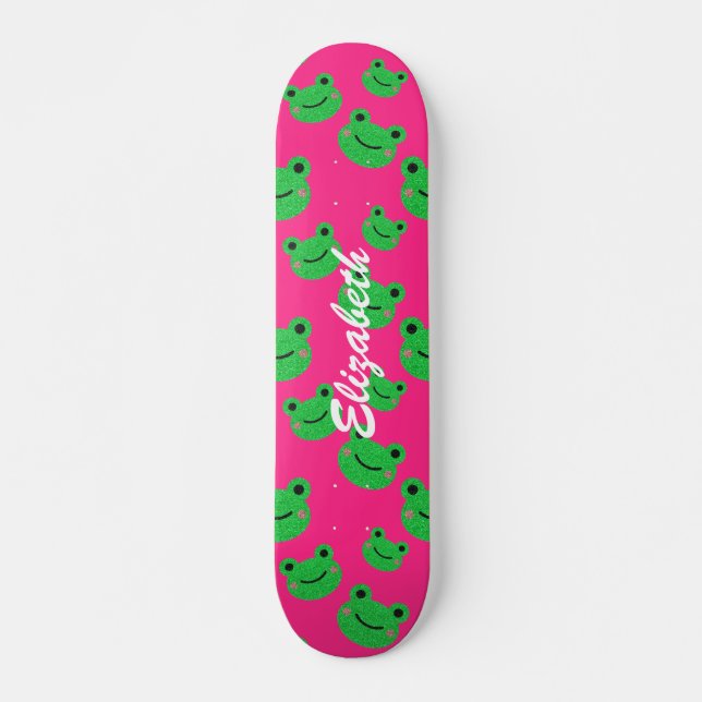 mignonne grenouille rose motif Skateboard (Devant)
