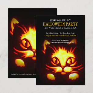 mignonne halloween chat citrouille invitation 2