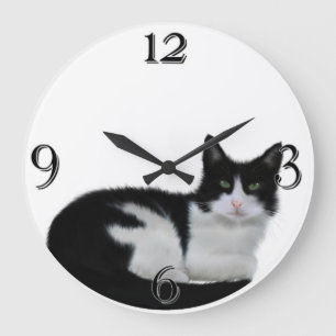 Mignonne Horloge Mur Chat Noir Et Blanc