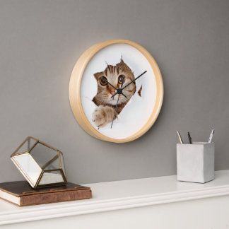 Mignonne horloge murale de chats Kitty | Amoureux 