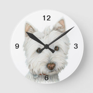 Mignonne horloge murale de chien Westie