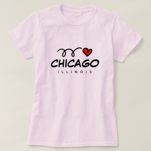 Mignonne I heart Chicago Illinois t-shirt pour fem (Design devant)