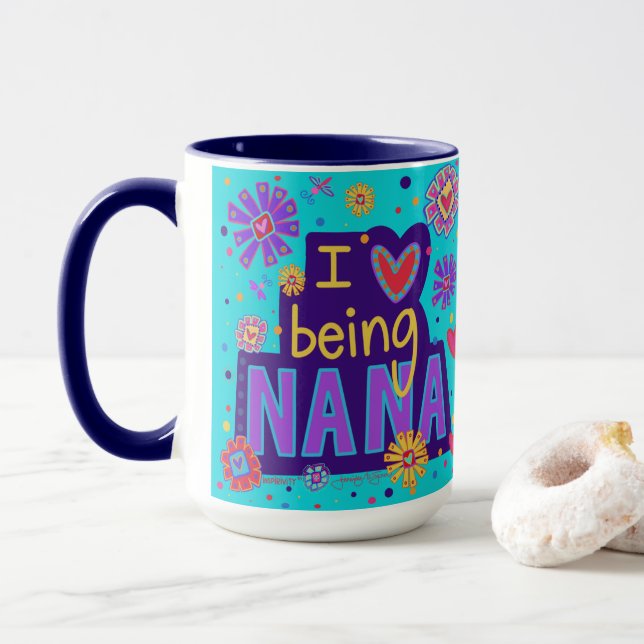 Mignonne J'Aime Être Nana Inspirivity Café Mug (Avec donut)