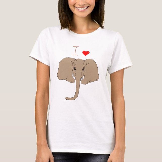 Mignonne J'aime l'éléphant jour T-shirt (Devant)