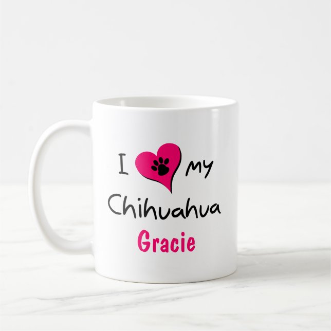 Mignonne J'Aime Ma Mug Personnalisée Chihuahua (Gauche)
