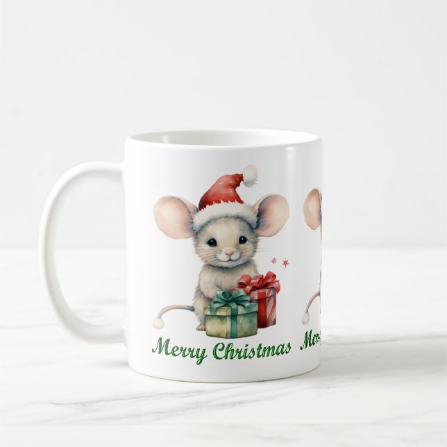 Mignonne Joyeuse Souris de Noël Mug (Gauche)