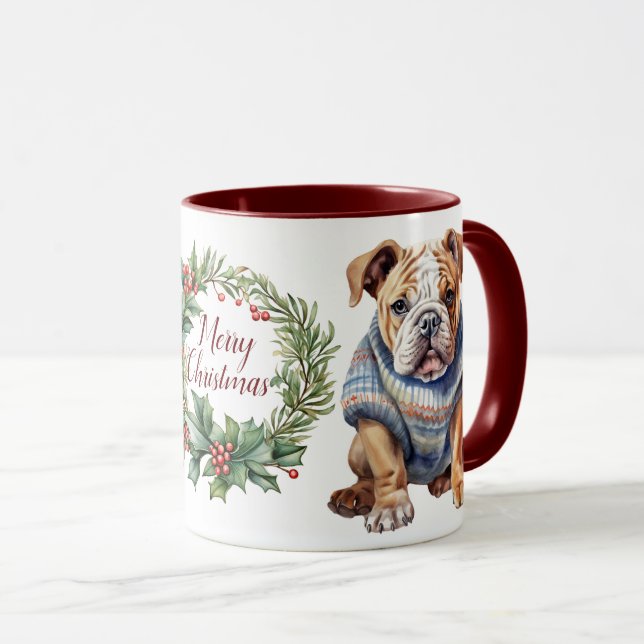 Mignonne Joyeux Chien de Chien de Noël Mug (Devant droit)