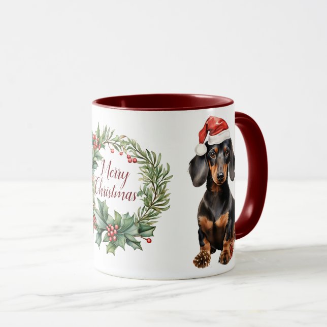 Mignonne Joyeux Chien de Noël Mug (Devant droit)