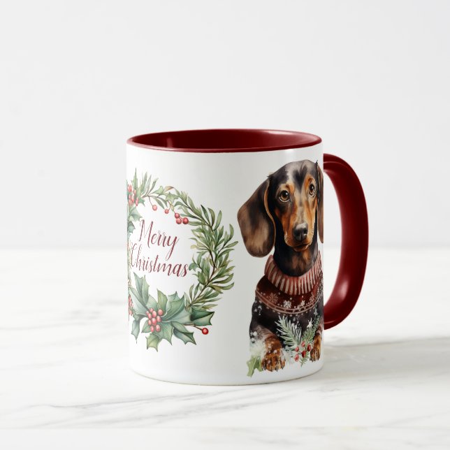 Mignonne Joyeux Chien de Noël Mug (Devant droit)
