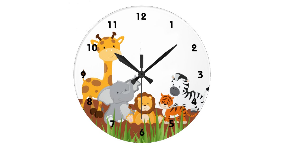 Mignonne Jungle Bebe Animaux Horloge Murale Zazzle Fr Mignonne Jungle Bebe Animaux Horloge Murale Zazzle Fr