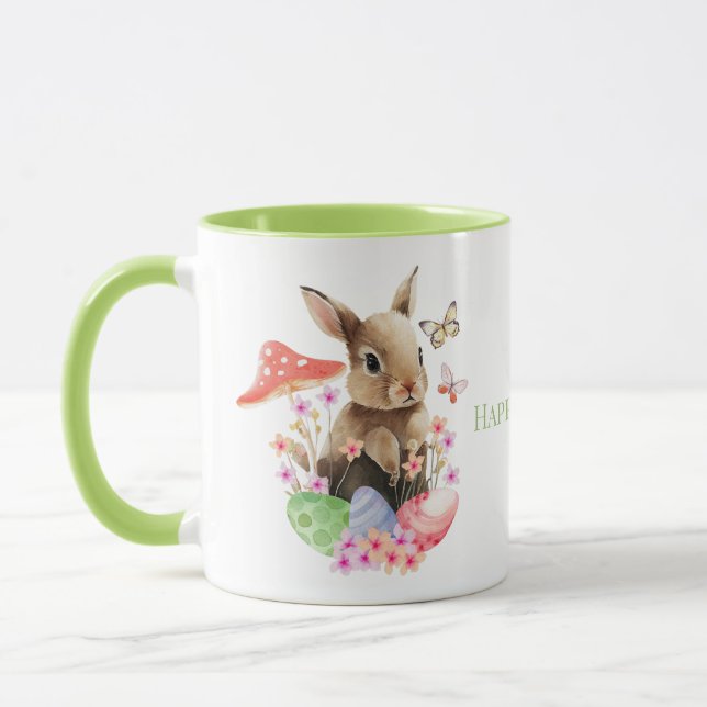 Mignonne Lapin Aquarelle Et Oeufs De Pâques Mug (Gauche)