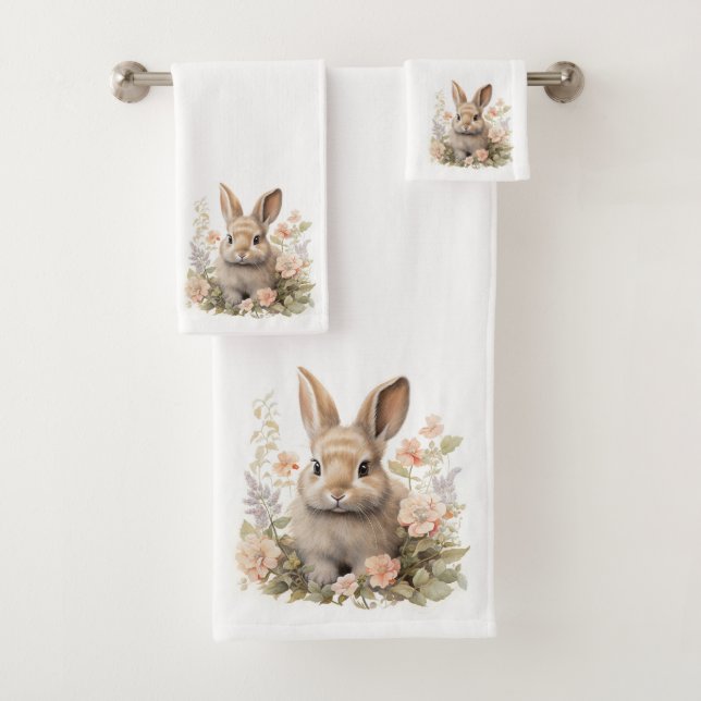 Mignonne lapin aux fleurs (En situation)