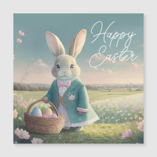 Mignonne lapin de Pâques en petite veste bleue