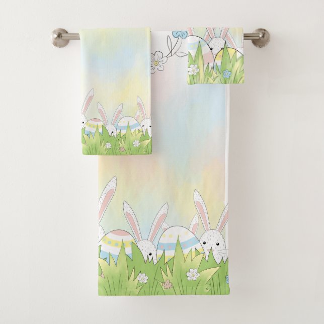 Mignonne lapin et oeufs de Pâques (En situation)