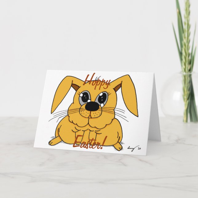 Mignonne Lapin Gras "Pâques Vermeuses !" Carte (Devant)
