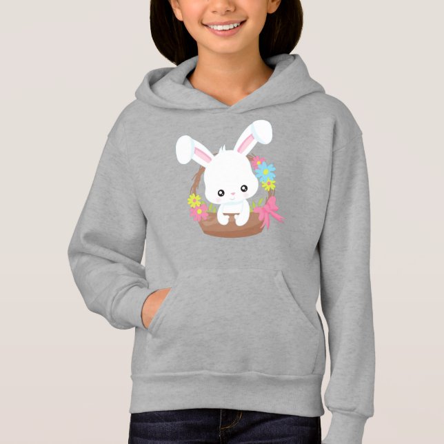 Mignonne lapin, Lapin Blanc, Lapin, Panier, Fleurs (Devant)