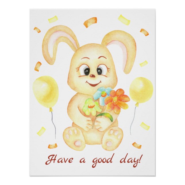 Mignonne Lapin pour une ambiance positive Poster (Devant)