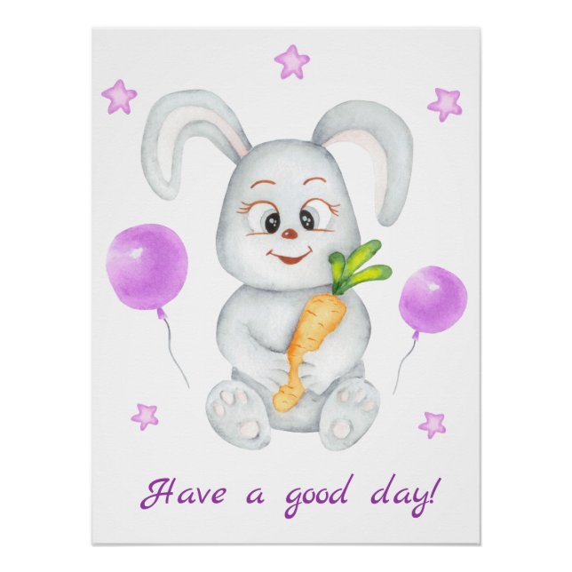Mignonne Lapin pour une ambiance positive Poster (Devant)